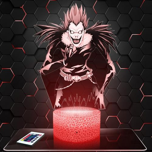 Lampephoto.fr Nachttischlampe - Touch-Nachtlicht Ryuk - Manga 3D-LED-Lampe Illusion, Geschenkidee Weihnachten Geburtstag Junge und Mädchen Nachttischlampe Kinder- oder Erwachsenenzimmer TOP