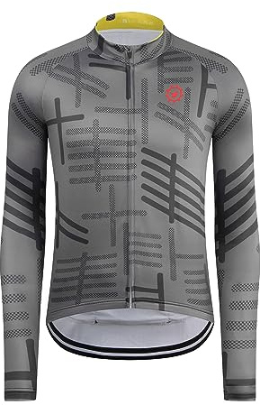 GCRFL Herren Fahrradtrikot Langarm Fahrrad Shirt mit 3+1 Reißverschlusstasche atmungsaktiv, schnell trocknend