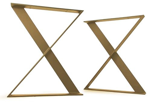 modernLOFTart Pied de Table Or Z 100x10 mm - Pied de Table Metal en Acier Plat Sablé et Revêtu par Poudre - Cadre de Table Largeur 80 cm, Hauteur 72 cm - Loft Industriel Pieds de Table