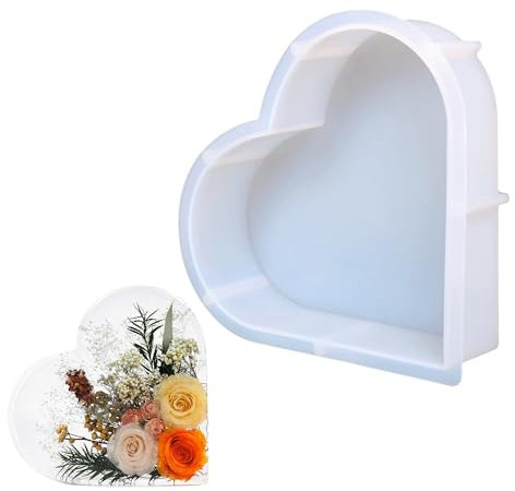 Grandi Stampi Silicone Forma Cuore,Stampo epossidico profondo,Stampo in silicone epossidico a forma di cuore,Stampo in resina epossidica,per Versare Resina Epossidica, Fermalibri e Fiori Conservati