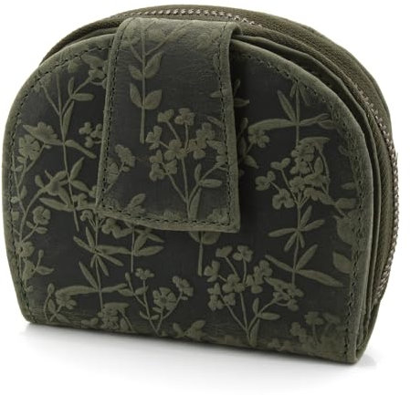 ekavale Moderne Leder Damengeldbörse mit RFID-Schutz und Riegelverschluss, Geldbeutel für Frauen kompakt mittelgroß (Grün)