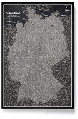 CANVASCALE Canvas Deutschlandkarte mit Pinnwand Kork zum Pinnen der Reiseziele - Wanddeko für Jeden Raum - Hochwertige Leinwand Bilder mit Deutschlandkarte (70x50 cm, Muster 7)