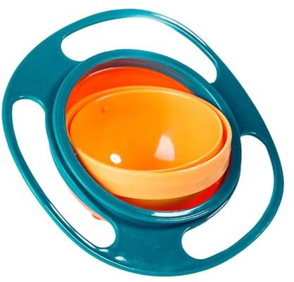 Emottle Universal Gyro Bowl Anti Spill Baby Bowls, Smooth 360 Degrees Dining Entertaining Bowls Boys Girls, Magic Bowl Babies Kids, Reliable Toddler Mess Free Snack Bowls with Lid (C) (EMO02220014E)