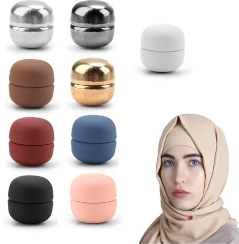 9 Pièces Épingles Magnétiques pour Hijab, Magnétique Clip Pins Broche Foulard Ronde Hijab Écharpe Fermoir Broche Aimantée sans Épingle Aimant Colorés pour Musulmane Femmes Vêtements Châle Cardigan