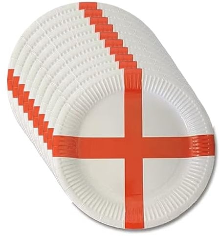 Lizzy 20Pcs England Paper Plates | St George Party Supplies for England Sporting Events Pub BBQ Theme Table Decorations and Celebrations Party