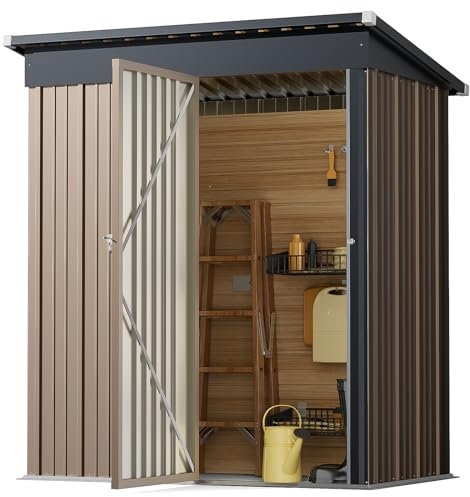 XEMQENER Lockable 5x3 FT Metal Outdoor Storage Shed