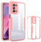 ILING Transparente Funda para OPPO A74 5G / OPPO A54 5G, Moda Ultradelgado Antigolpes Carcasa con Protector de Pantalla Incorporado, Dura PC + Silicona TPU Bumper Cubierta (Rosa)
