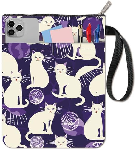 craspire Buchhülle Mit Katzenmotiv Tier Buchumschläge Buchschutz Für Taschenbücher Waschbarer Buchumschlag Aus Stoff Mit Reißverschluss Und Zusätzlicher Hüllentasche Für Buchliebhaber Geschenke