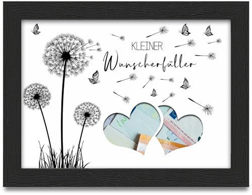 Wunscherfüller Geldgeschenk Bilderrahmen, Pusteblume Geldgeschenke Verpackung, Glücksgeschenk für Hochzeit Reise Geburtstag Jugendweihe Konfirmation Kommunion, Ideen Geschenke für Frauen Männer