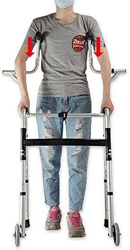 SXTYFBB Rollator mit Rollen für ältere Menschen, 400 Pfund, zusammenklappbare und leichte Gehhilfe für ältere Erwachsene, Steh-Rollator mit Achselstütze und Rädern