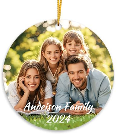DPDP Personalised Christmas Ornaments 2024 — Custom Photo Picture Text Ornament, Customized Metal Xmas Tree Decor for Family, Mom, Dad, Friends, Loves