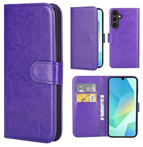 32nd Book Wallet PU Leather Case Cover for Samsung Galaxy A16 5G / 4G, Flip Case With RFID Blocking Card Slots, Magnetic Closure and Built In Stand - Purple