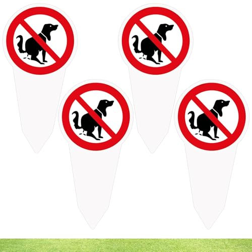 Jortmrd 4 Pezzi Cartello Divieto No Cacca e Pipì per Cani 300 x 150 mm Segnale Di Avvertimento Cartello Non Toilette No Poop Segno di Divieto Questa Non è Una in PVC 3 mm con Picchetto a Terra