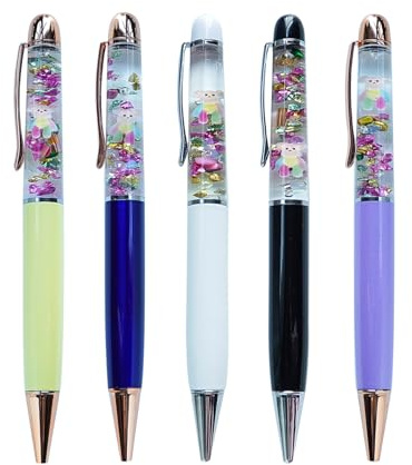 Sikyby Bär Glas Glaze Glow In The Dark Nette 3D Floater Flüssigkeit Schreiben Journaling Büro Stift Einzigartiges Geschenk Für Frauen Männer Kinder Set von 5 Stiften