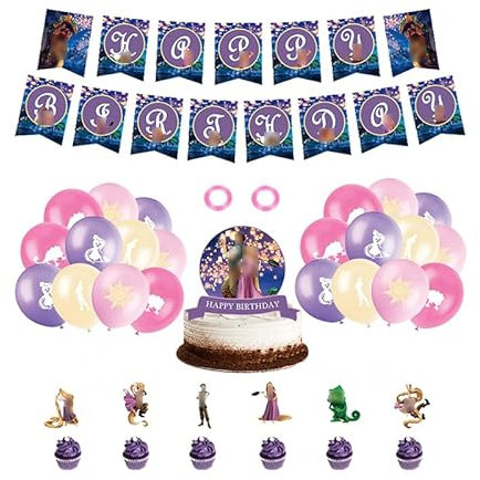 Prinzessin Party Deko Rapunzel Geburtstag Deko Prinzessin Luftballons Tangled Luftballons Kuchen Topper Princess Rapunzel Girlande