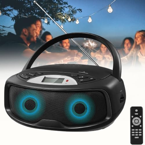 CD Player Boombox, Small Portable CD Player For Home, Bluetooth, FM Radio CD/FM/AUX/USB Playback, Microphone Terminal/Headset Terminal/Remote Control/LCD Display