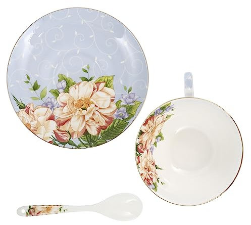 SHOWERORO 1 Juego Juego De Tazas De Cafe Taza De Café De Viaje Expreso De Leche Tazas De Café Expreso Taza Floral Tazas De Café Antiguas Tazas De La Mañana Porcelana Blanca y Translúcida