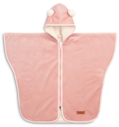 Sensillo - Auto-Poncho für Kinder - Für Autositz - Kinderwagen - Fahrrad - Mit Kapuze - Warmer Fleece für Winter und Herbst - ca. 80×59cm (+/- 2cm) - Mantel für Kinder - Rosa