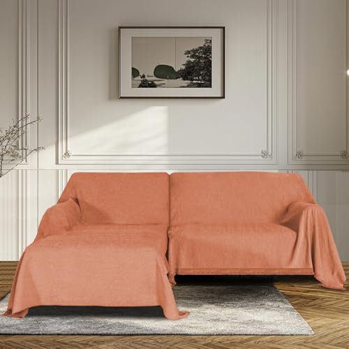BellaHills Wasserdicht Sofabezug Ecksofa I Form Sofa Überzug Couchbezug Couch Überwurf 1/2/3 Sitzer Sofaschutz Sofaüberwurfe Couchschoner Sofabezüge für Hund Katze (Orangefarben, 180230cm x 180279cm)