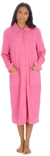 Slumber Hut Ladies Fleece Button Dressing Gown with Front Pockets Sizes UK 10 to 26