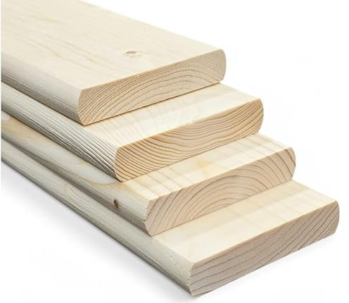 QLS 1 tabla de cantos lisos, 120 cm x 9 cm, madera de pino cepillada