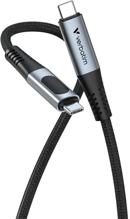 Verbatim Sync & Charge 120cm USB-C auf USB-C Ladekabel 100W PD 3.0 Display | Mit Display, USB C auf USB C, Schnelladen für iPhone 17, Pro, Max, iPhone 16, Samsung Galaxy S25, MacBook Air, iPad, Pixel 9
