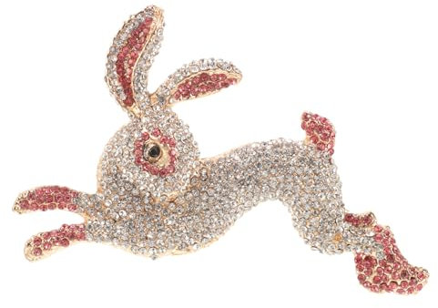 Healvian Sparkling Bunny Brooch Pin with Rhinestones Cute Fashion Accessory for Easter Costume Decoration for Hats and Clothes