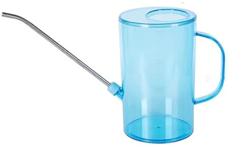 Regadera transparente de 2 L con escala y boquilla larga de acero inoxidable para riego de plantas en interiores y exteriores, crecimiento saludable