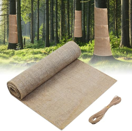 Gemsaya 6Mx40CM Baum Winterschutz, Jute für Pflanzen Winterschutz mit 20m Seillänge, Winterschutz Juteband für Pflanzen Frostschutz und Feuchtigkeit, Juteband Winterfeste Pflanzenschutzbandage