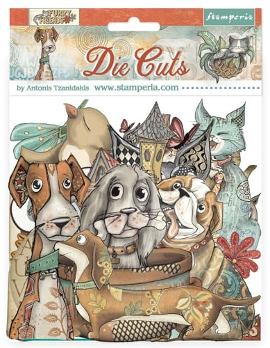 Stamperia - Die Cuts for Scrapbooks, Albums, Cards, Bullet Journals and More, Laser Cut Cardboard Shapes, Easy to Glue, Perfect for Hobbies, Crafts, and Gifting (Furry Friends) (Assorted)