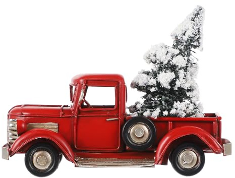 Generisch Vintage Truck Weihnachtsbaumschmuck aus Eisen 16cm Pickup mit Weihnachtsbaum Weihnachtsdeko Tischornament