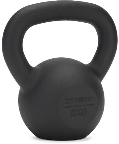 XTREXO Kettlebell Gusseisen, Kugelhantel Guss mit Flachem Boden, Pulverbeschichteter Griff, Schwunghantel für Krafttraining CrossFit Home Gym (8 kg)