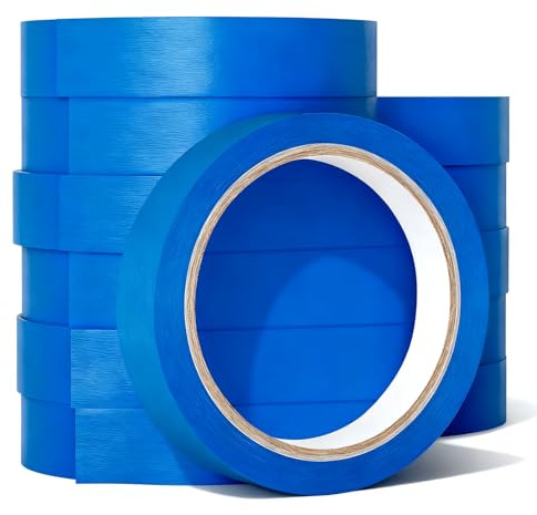 MorNon Rollen Klebeband 24mm x 50m Entfernbar Kreppband Malerband Rückstandfrei für Automotive Dekoration Malerarbeiten ohne Lösungsmittel Malerkreppband Maler Schmal (12 Stück)