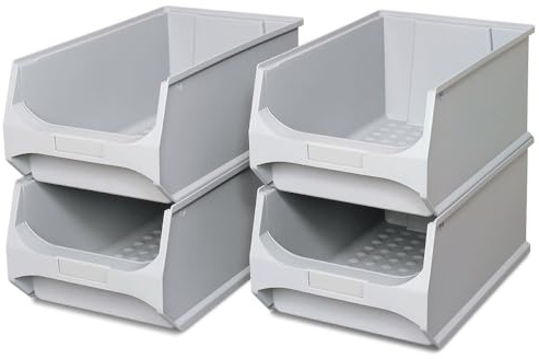 BRB 4x Sichtbox PROFI LB 2, LxBxH 500x300x200 mm, Inhalt 21,8 Liter (grau)