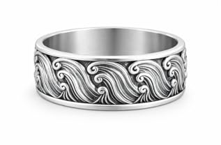 REYTEL Ring GOLVEN in Sterlingsilber – Herrenring aus 925 Silber mit japanischem Wellenmuster, Symbol für Stärke, Bewegung, innere Ruhe und Balance im Leben