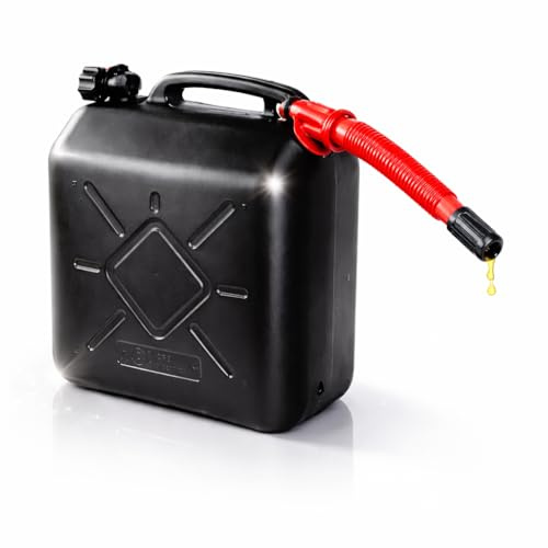 Benzinkanister für Autos mit UN-Zulassung in der EU – Kraftstoffkanister für Benzin, Diesel & Gefahrstoffe. Inklusive praktischem Einfüllstutzen mit Trichter für Betanken. (10 Liter)