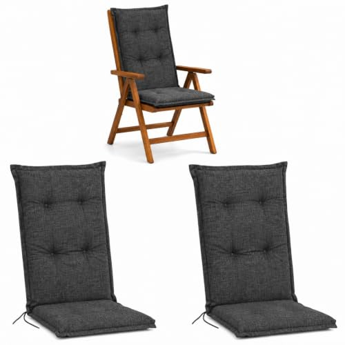 Hochlehner Auflagen 2er Set 120x50x5,5cm Anthrazit Grau Sitzpolster Komfort