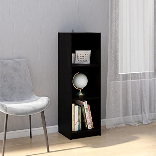 SooIarix Schwarzes Bücherregal, 36x33x110 cm, aus massivem Kiefernholz, Standregal mit 3 Fächern, vielseitiger Raumteiler für Wohnzimmer, Schlafzimmer