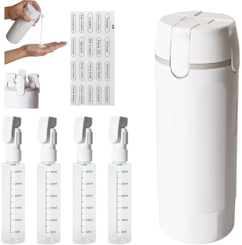 Botella dispensadora de Viaje 4 en 1, Botellas dispensadoras de Viaje Recargables, Accesorios de Viaje, Botellas de Viaje portátiles para champú, loción, acondicionador y Gel de Ducha