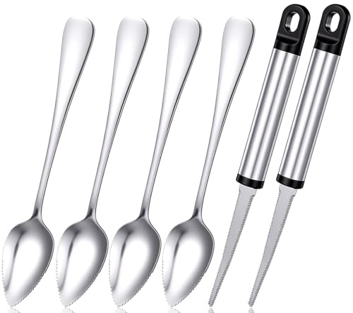 HJZHII 6 Pcs Grapefruit Spoon Knife, Stainless Steel Grapefruit Fruit Knife