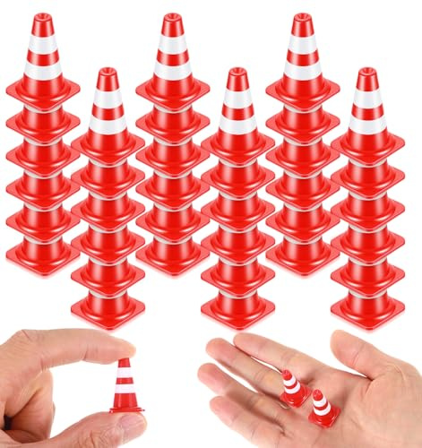 30 PCS Toy Traffic Cones, 1 Inch Abs Plastic Miniature Traffic Cones, (Red) | Mini Cones, for Micro Landscape & Sand Table, 1.13g Lightweight Construction Caution Signs