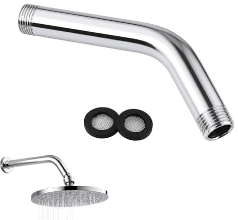 DCYQAIN 20cm Curved Forward Shower Head Extension Arm, Universal G1/2 Stainless Steel Showerhead Extender for Home Bathroom Overhead & Handheld Shower Hoses & Fixtures