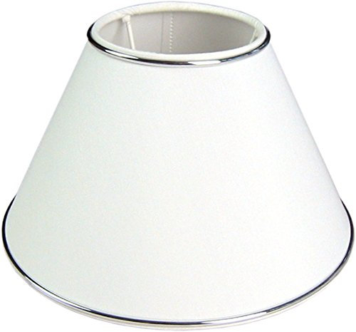 Tisch-Lampenschirm *rund*, Chintz weiß, Chromkante, Du=20 /Do=9 /H=13cm Befestigung unten E27 oder E14 durch mitgelieferten Reduzierring