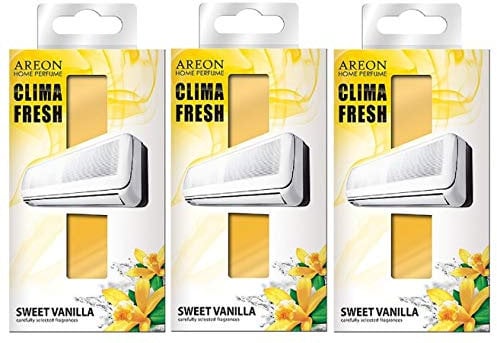 Areon Clima Fresh Lufterfrischer, süß, Vanille, Haus, Klimaanlage, Originalduft, Gelb, Zuhause, Wohnzimmer, Büro, Geschäft (Sweet Vanilla, 3 Stück)