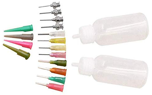 1 Satz Henna Tattoo-Kit 2 Leere Applikator-Flaschen mit 16 Tipps Nadeln für Henna-Tätowierung