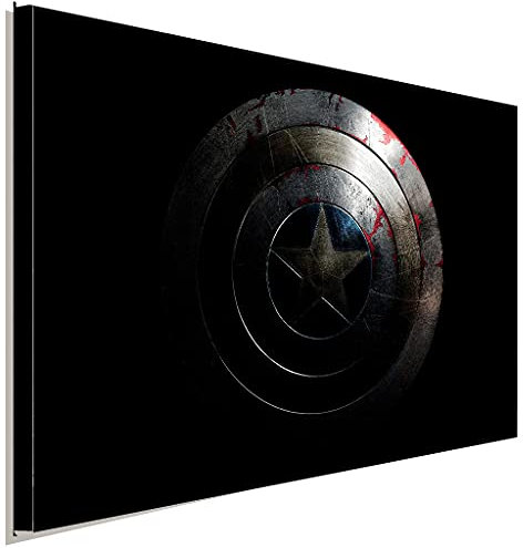 AK ART Captain America Schild Marvel Leinwandbild Kunstdruck Wandbild Wanddeko (120 x 80 cm)