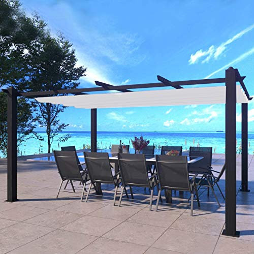 CONCEPT USINE | Pérgola autoportante 4X3 m (12m²) - Estructura de Aluminio - Lona 100% Poliéster - Nila Beige - Lona corredera retráctil - Cenador de Jardín - para terraza Exterior & Pabellón