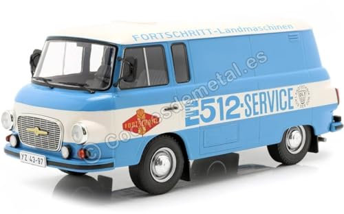 McG Barkas B 1000 Kastenwagen Fortschritt Service 1970 blau weiß Modellauto 1:18