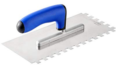 HOGARD Cazzuola Dentata in Acciaio Inox | Spatola Dentata con Manico Morbido | Made in EU | Denti 10x10 mm