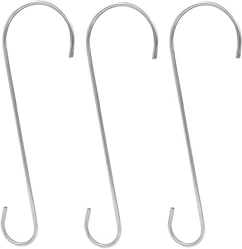 Garden Mile Bird Feeder Hooks - Stainless Steel Rustproof Garden Outdoor 'S' Hooks, Strong Tree Branch Hooks for Hanging Bird House, Plants, Baskets, Lanterns and Bicycles - Set of 3, 12 Inches